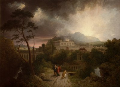 Christ Appearing to Mary Magdalen with a View of Jerusalem beyond at the Time of the Crucifixion by Thomas Christopher Hofland